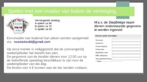 Spelen met een invaller van buiten de vereniging